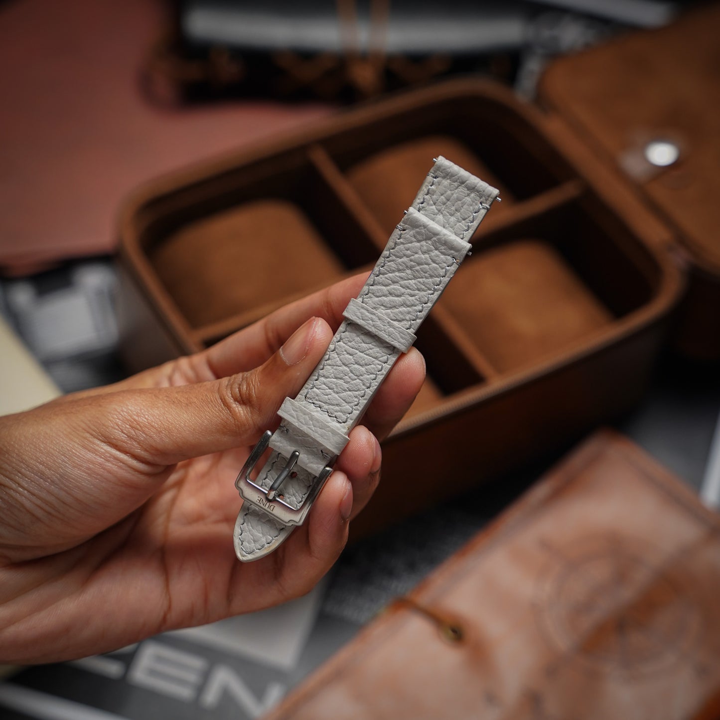 Bespoke Handmade Light Grey Watch Strap