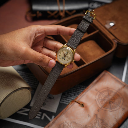 Bespoke Handmade Cocoa Brown Watch Strap on Vintage Angelus Datoluxe